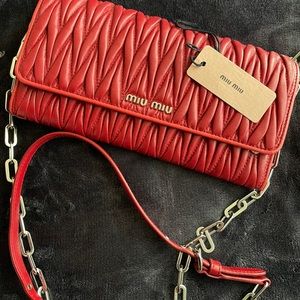 Miu Miu Mini Matelesse Leather Wristlet